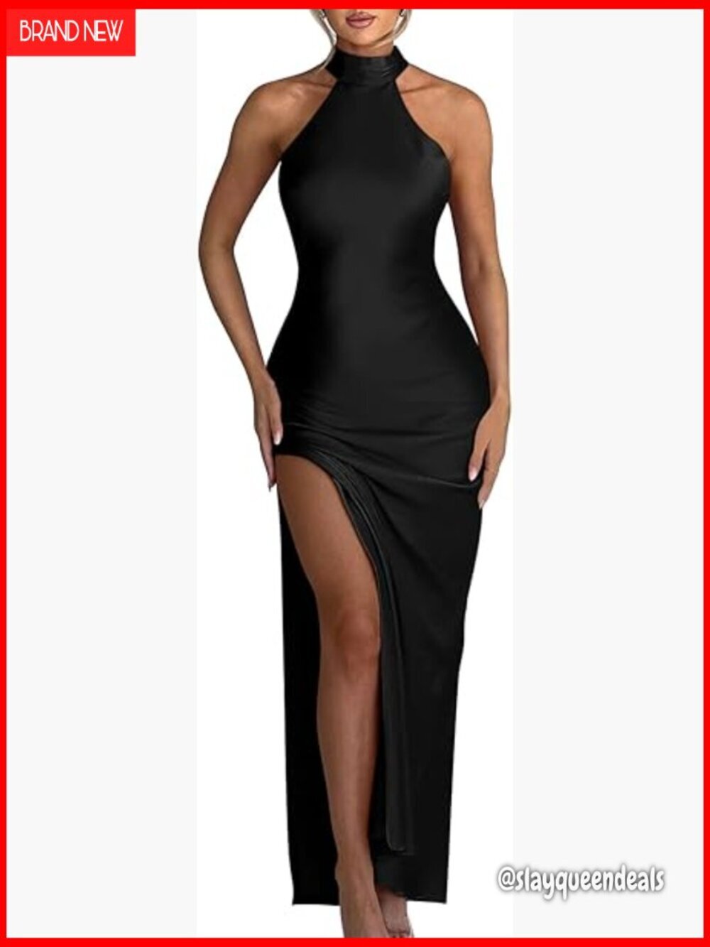 Sexy Backless Maxi Dress with High Split Sleeveless Bodycon Formal Gown